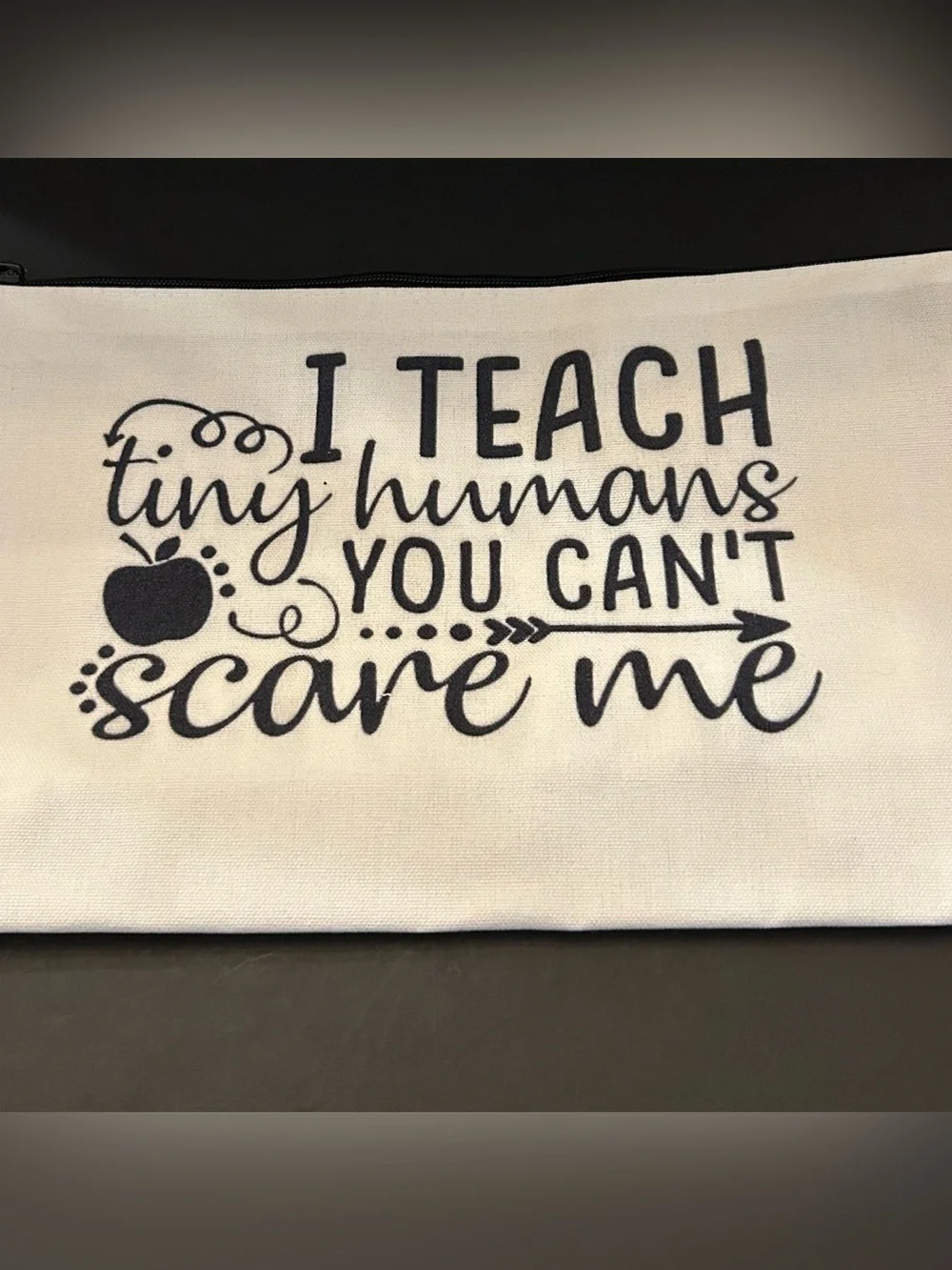 Teacher Themed Canvas Zipper Storage Pouch with 8 Colorful Sayings Available NIP